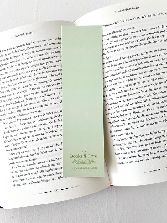 Boekenlegger zacht groen met roze bloemen