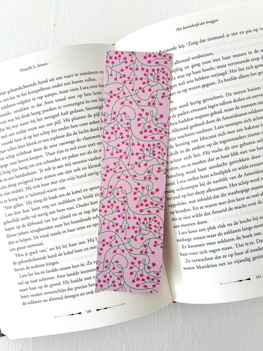 Roze bloemen boekenlegger