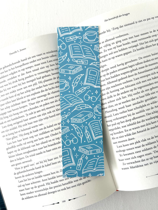 Blauwe bookish boekenlegger